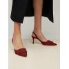 imageCoutgo Womens Slingback Heels Kitten Heel Pumps Dress Shoes Sling Back Closed Pointed Toe Suede Wedding Party SandalsBurgundy