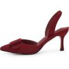 imageCoutgo Womens Slingback Heels Kitten Heel Pumps Dress Shoes Sling Back Closed Pointed Toe Suede Wedding Party SandalsBurgundy