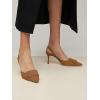 imageCoutgo Womens Slingback Heels Kitten Heel Pumps Dress Shoes Sling Back Closed Pointed Toe Suede Wedding Party SandalsKhaki