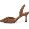 imageCoutgo Womens Slingback Heels Kitten Heel Pumps Dress Shoes Sling Back Closed Pointed Toe Suede Wedding Party SandalsKhaki