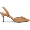 imageCoutgo Womens Slingback Heels Kitten Heel Pumps Dress Shoes Sling Back Closed Pointed Toe Suede Wedding Party SandalsLight Khaki