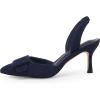 imageCoutgo Womens Slingback Heels Kitten Heel Pumps Dress Shoes Sling Back Closed Pointed Toe Suede Wedding Party SandalsNavy