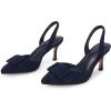 imageCoutgo Womens Slingback Heels Kitten Heel Pumps Dress Shoes Sling Back Closed Pointed Toe Suede Wedding Party SandalsNavy
