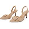 imageCoutgo Womens Slingback Heels Kitten Heel Pumps Dress Shoes Sling Back Closed Pointed Toe Suede Wedding Party SandalsNude