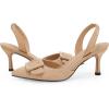 imageCoutgo Womens Slingback Heels Kitten Heel Pumps Dress Shoes Sling Back Closed Pointed Toe Suede Wedding Party SandalsNude