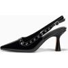 imageCoutgo Womens Slingback Kitten Heels Studded Closed Pointed Toe Slip On Leather Pumps Work Dress ShoesCool Black