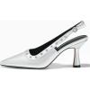 imageCoutgo Womens Slingback Kitten Heels Studded Closed Pointed Toe Slip On Leather Pumps Work Dress ShoesSilver