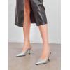 imageCoutgo Womens Slingback Kitten Heels Studded Closed Pointed Toe Slip On Leather Pumps Work Dress ShoesSilver
