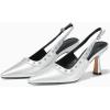 imageCoutgo Womens Slingback Kitten Heels Studded Closed Pointed Toe Slip On Leather Pumps Work Dress ShoesSilver
