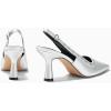 imageCoutgo Womens Slingback Kitten Heels Studded Closed Pointed Toe Slip On Leather Pumps Work Dress ShoesSilver
