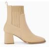 imageCoutgo Womens Slip On Ankle Boots Chunky Block Heel Square Toe Splicing Dress Sock BootiesBeige