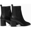 imageCoutgo Womens Slip On Ankle Boots Chunky Block Heel Square Toe Splicing Dress Sock BootiesBlack
