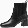 imageCoutgo Womens Slip On Ankle Boots Chunky Block Heel Square Toe Splicing Dress Sock BootiesBlack