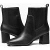 imageCoutgo Womens Slip On Ankle Boots Chunky Block Heel Square Toe Splicing Dress Sock BootiesBlack