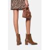 imageCoutgo Womens Slip On Ankle Boots Chunky Block Heel Square Toe Splicing Dress Sock BootiesBrown