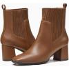 imageCoutgo Womens Slip On Ankle Boots Chunky Block Heel Square Toe Splicing Dress Sock BootiesBrown