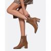 imageCoutgo Womens Slip On Ankle Boots Chunky Block Heel Square Toe Splicing Dress Sock BootiesBrown