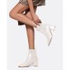 imageCoutgo Womens Slip On Ankle Boots Chunky Block Heel Square Toe Splicing Dress Sock BootiesCream White