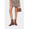 imageCoutgo Womens Slip On Ankle Boots Chunky Block Heel Square Toe Splicing Dress Sock BootiesDark Brown