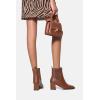 imageCoutgo Womens Slip On Ankle Boots Chunky Block Heel Square Toe Splicing Dress Sock BootiesDark Brown