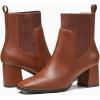 imageCoutgo Womens Slip On Ankle Boots Chunky Block Heel Square Toe Splicing Dress Sock BootiesDark Brown