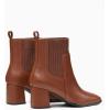 imageCoutgo Womens Slip On Ankle Boots Chunky Block Heel Square Toe Splicing Dress Sock BootiesDark Brown