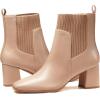 imageCoutgo Womens Slip On Ankle Boots Chunky Block Heel Square Toe Splicing Dress Sock BootiesKhaki