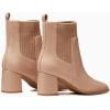 imageCoutgo Womens Slip On Ankle Boots Chunky Block Heel Square Toe Splicing Dress Sock BootiesKhaki