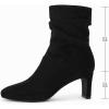 imageCoutgo Womens Slouch Mid Calf Boots Chunky Heel Square Toe Zip Up Fall Fashion Booties ShoesBlack