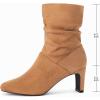 imageCoutgo Womens Slouch Mid Calf Boots Chunky Heel Square Toe Zip Up Fall Fashion Booties ShoesBrown