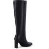 imageCoutgo Womens Square Toe Knee High Boots Leather Chunky Heel Fashion Dressy Winter Shoes with Side ZipperBlack