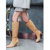 imageCoutgo Womens Square Toe Knee High Boots Leather Chunky Heel Fashion Dressy Winter Shoes with Side ZipperLight Brown