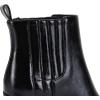 imageWomens Ankle Boots Slip on Pointed Toe Chunky Block Mid Heel Leather Elastic Panel Casual Chelsea Western BootiesBlack