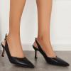 imageWomens Slingback Kitten Heels Closed Pointed Toe Backless Wedding Party Dress Pumps ShoesBlack