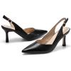 imageWomens Slingback Kitten Heels Closed Pointed Toe Backless Wedding Party Dress Pumps ShoesBlack