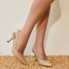 imageWomens Slingback Kitten Heels Closed Pointed Toe Backless Wedding Party Dress Pumps ShoesKhaki
