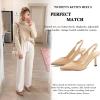 imageWomens Slingback Kitten Heels Closed Pointed Toe Backless Wedding Party Dress Pumps ShoesKhaki