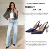 imageWomens Slingback Kitten Heels Closed Pointed Toe Backless Wedding Party Dress Pumps ShoesNavy