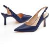 imageWomens Slingback Kitten Heels Closed Pointed Toe Backless Wedding Party Dress Pumps ShoesNavy