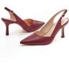 imageWomens Slingback Kitten Heels Closed Pointed Toe Backless Wedding Party Dress Pumps ShoesRed