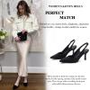 imageWomens Slingback Kitten Heels Closed Pointed Toe Backless Wedding Party Dress Pumps ShoesSuedeblack