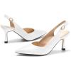imageWomens Slingback Kitten Heels Closed Pointed Toe Backless Wedding Party Dress Pumps ShoesWhite