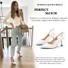 imageWomens Slingback Kitten Heels Closed Pointed Toe Backless Wedding Party Dress Pumps ShoesWhite