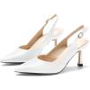 imageWomens Slingback Kitten Heels Closed Pointed Toe Backless Wedding Party Dress Pumps ShoesWhite