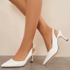 imageWomens Slingback Kitten Heels Closed Pointed Toe Backless Wedding Party Dress Pumps ShoesWhite