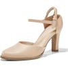 imageCoutgo Womens Chunky High Heels Closed Pointed Toe Ankle Strap Pumps Vintage DOrsay Dress Party ShoesNude