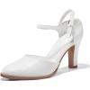 imageCoutgo Womens Chunky High Heels Closed Pointed Toe Ankle Strap Pumps Vintage DOrsay Dress Party ShoesWhite