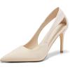 imageCoutgo Womens Dressy Heels Shoes Closed Pointed Toe Cut Out Pumps Casual Work ShoesBeige