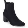 imageCoutgo Womens Pointed Toe Ankle Boots Chunky Block Stacked Heel Side Zipper Chelsea Fall BootiesBlack
