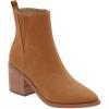 imageCoutgo Womens Pointed Toe Ankle Boots Chunky Block Stacked Heel Side Zipper Chelsea Fall BootiesBrown